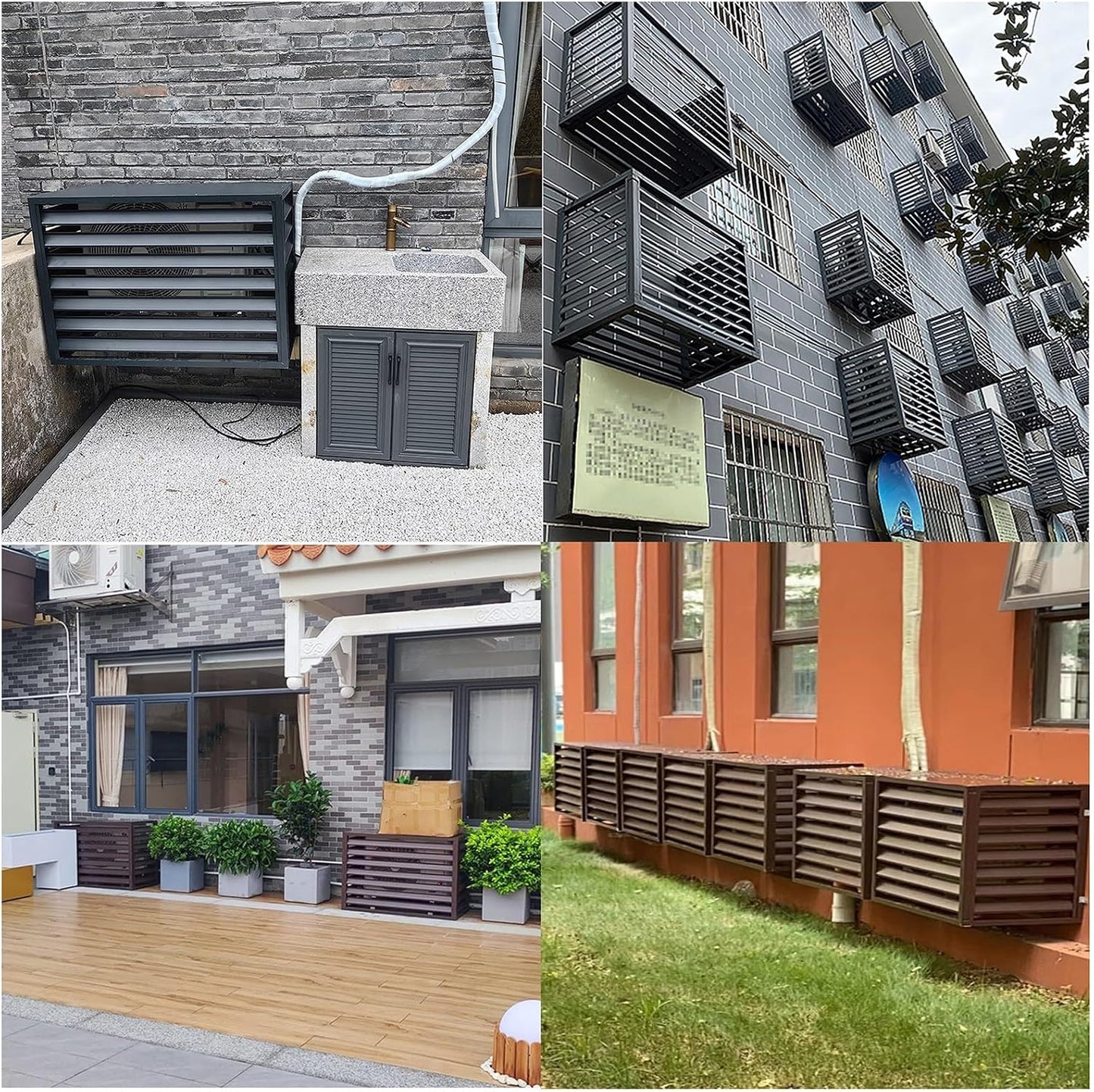  Housse De Climatiseur En Aluminium Et écran De Pompe à Chaleur – Clôture Décorative Extérieure Pour Condensateur Pour Unités De Climatisation Et Ordures – Idéal Pour Une Utilisation En Intérieur