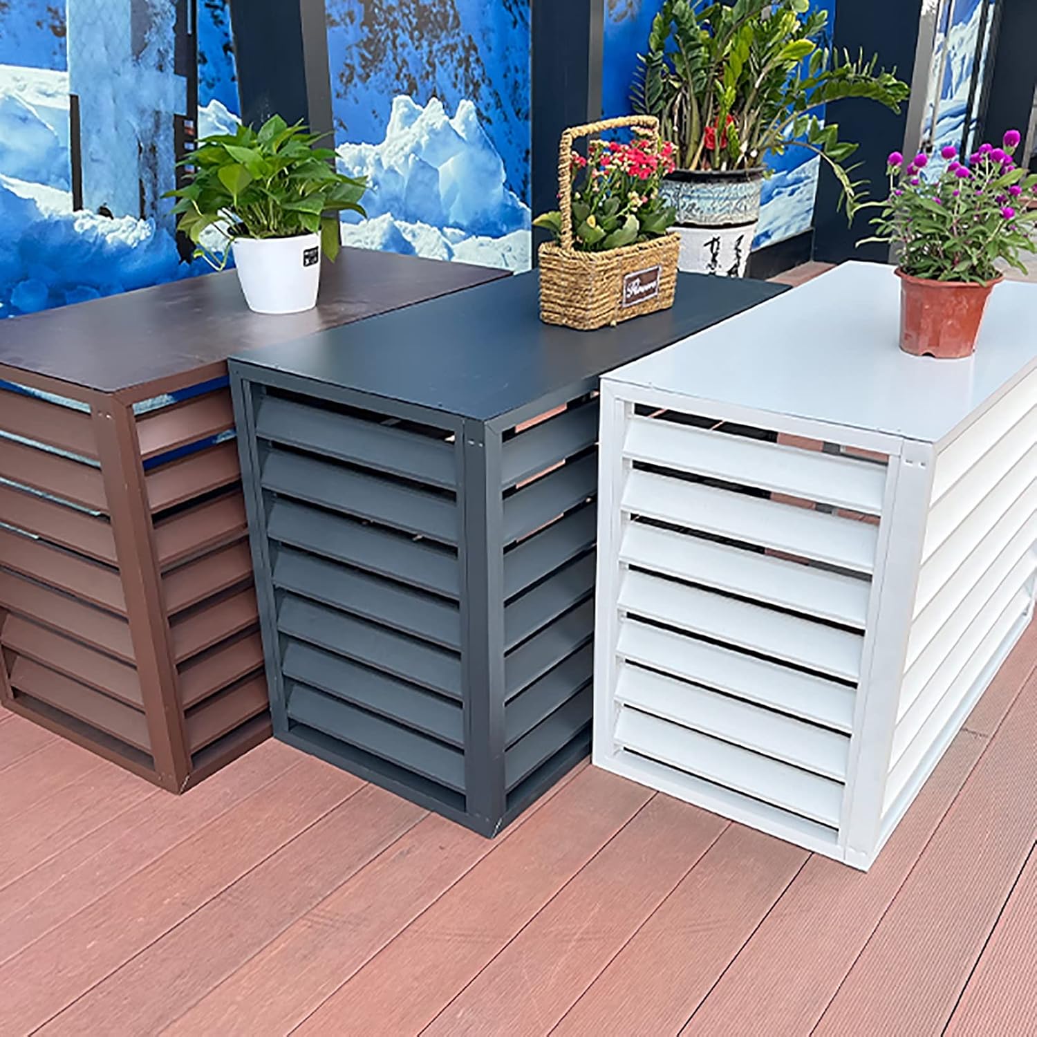  Housse De Protection Décorative Pour Climatiseur Toutes Saisons - Protection Anti-vol Pour Climatiseurs