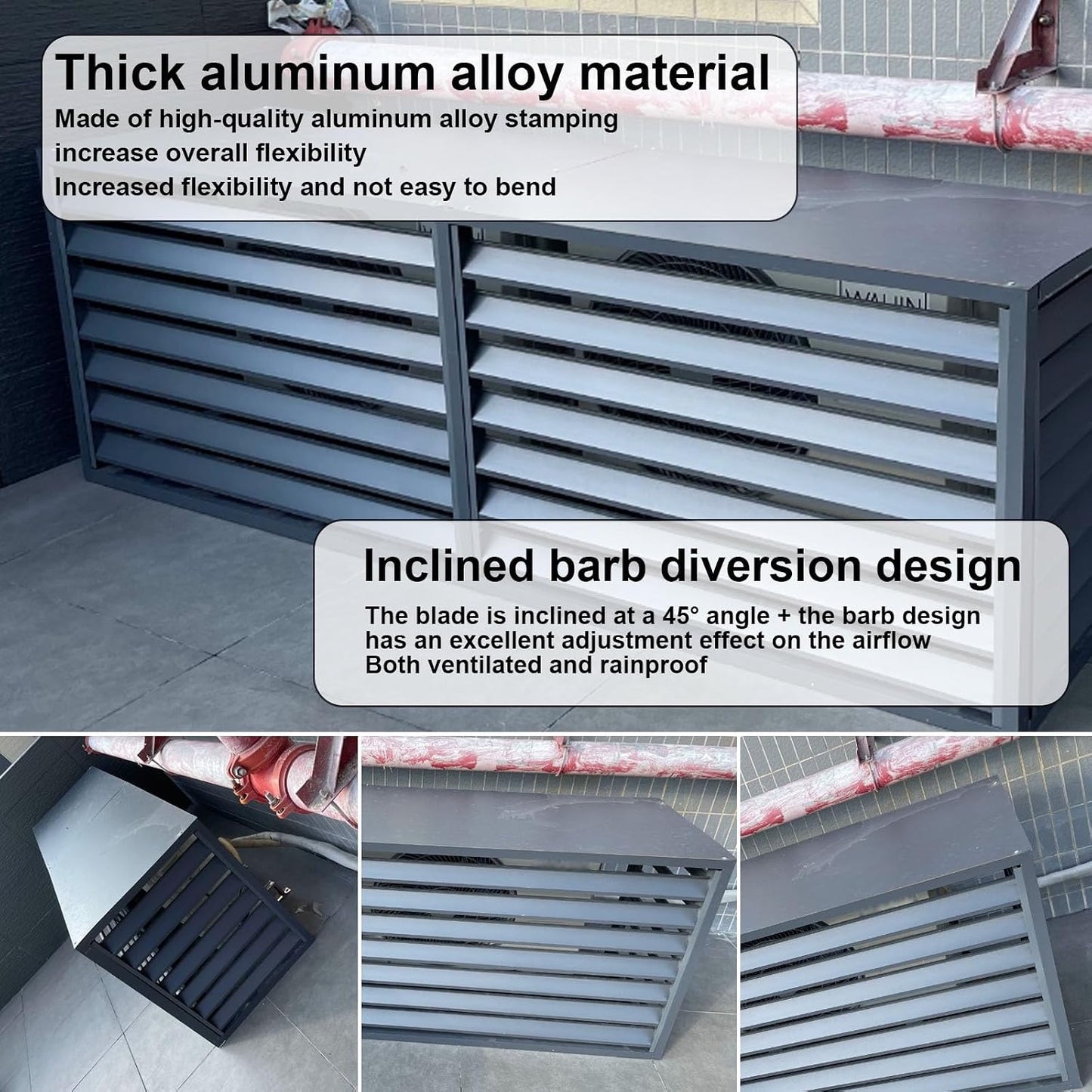  Housse En Aluminium Pour Climatiseur Extérieur, Mini Unité De Climatisation Fendue, Protection Contre Les Intempéries Pour Radiateur De Climatiseur, Bouclier D'unité De Climatisation