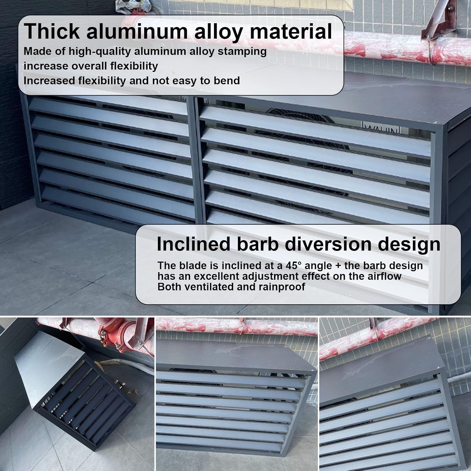  Housse En Aluminium Pour Climatiseur Extérieur, Mini Unité De Climatisation Fendue, Protection Contre Les Intempéries Pour Radiateur De Climatiseur, Bouclier D'unité De Climatisation