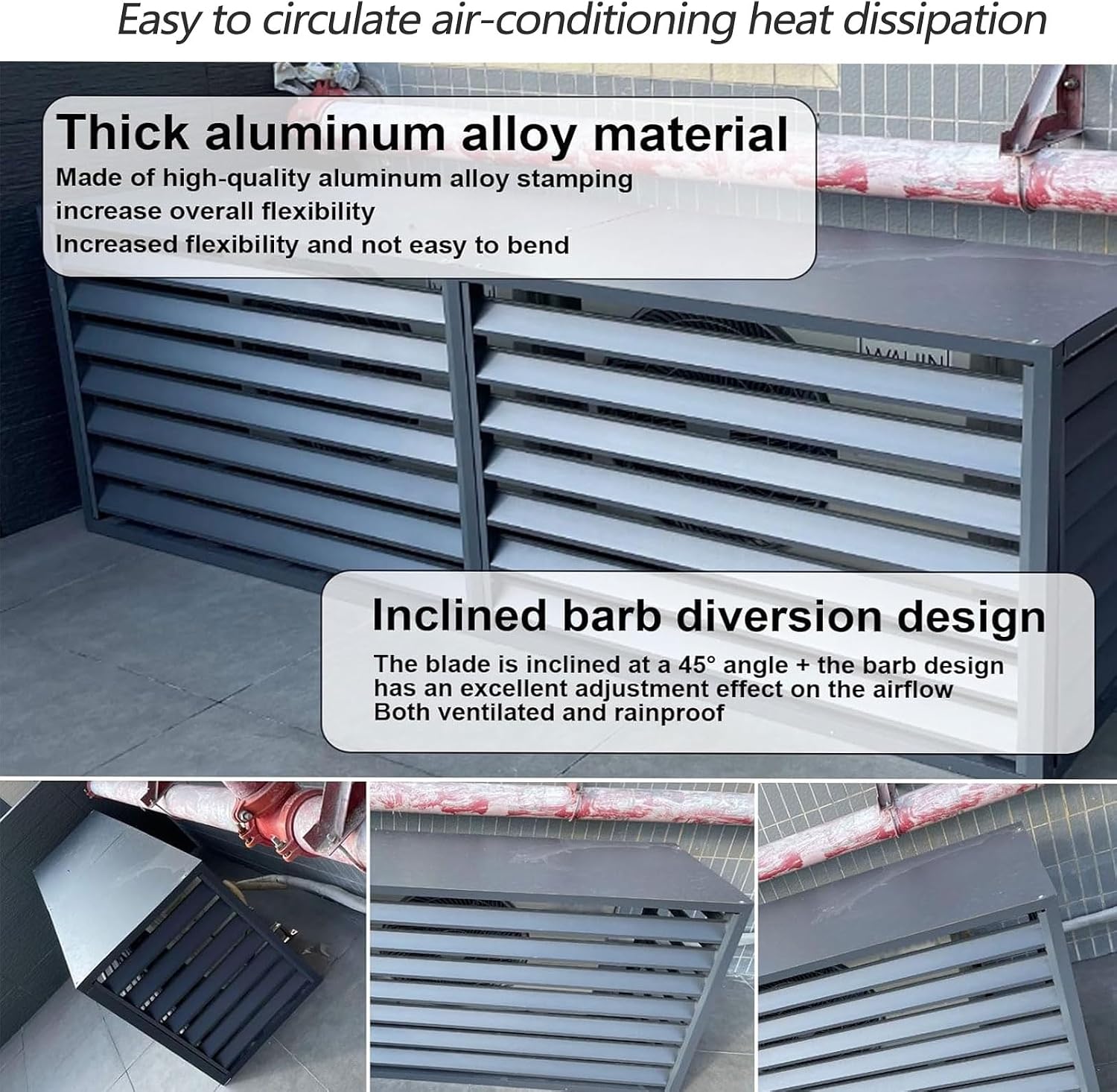 GENERIC Housse De Pompe à Chaleur D'extérieur 1,5P – Housse De Protection En Aluminium Pour Climatiseur – Réduction Du Bruit – Multifonctionnel – Résistant Aux Intempéries – Bouclier De Condensateur Extérieur