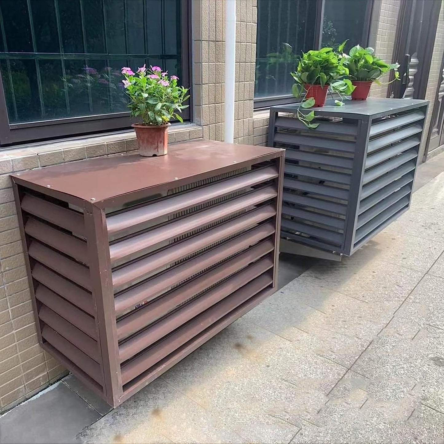  Housse De Climatiseur En Aluminium Et écran De Pompe à Chaleur – Clôture Décorative Extérieure Pour Condensateur Pour Unités De Climatisation Et Ordures – Idéal Pour Une Utilisation En Intérieur