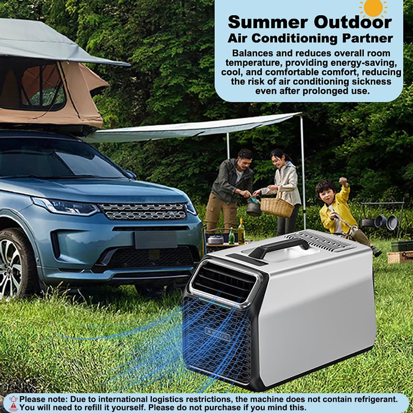  Climatiseur Portable Camping 3500 BTU Avec Vrai Compresseur, Climatiseur Mobile Silencieux Pour Tente, Camping-Car, Camion Et Voiture, Déshumidificateur Intégré & Mode Nuit Gray