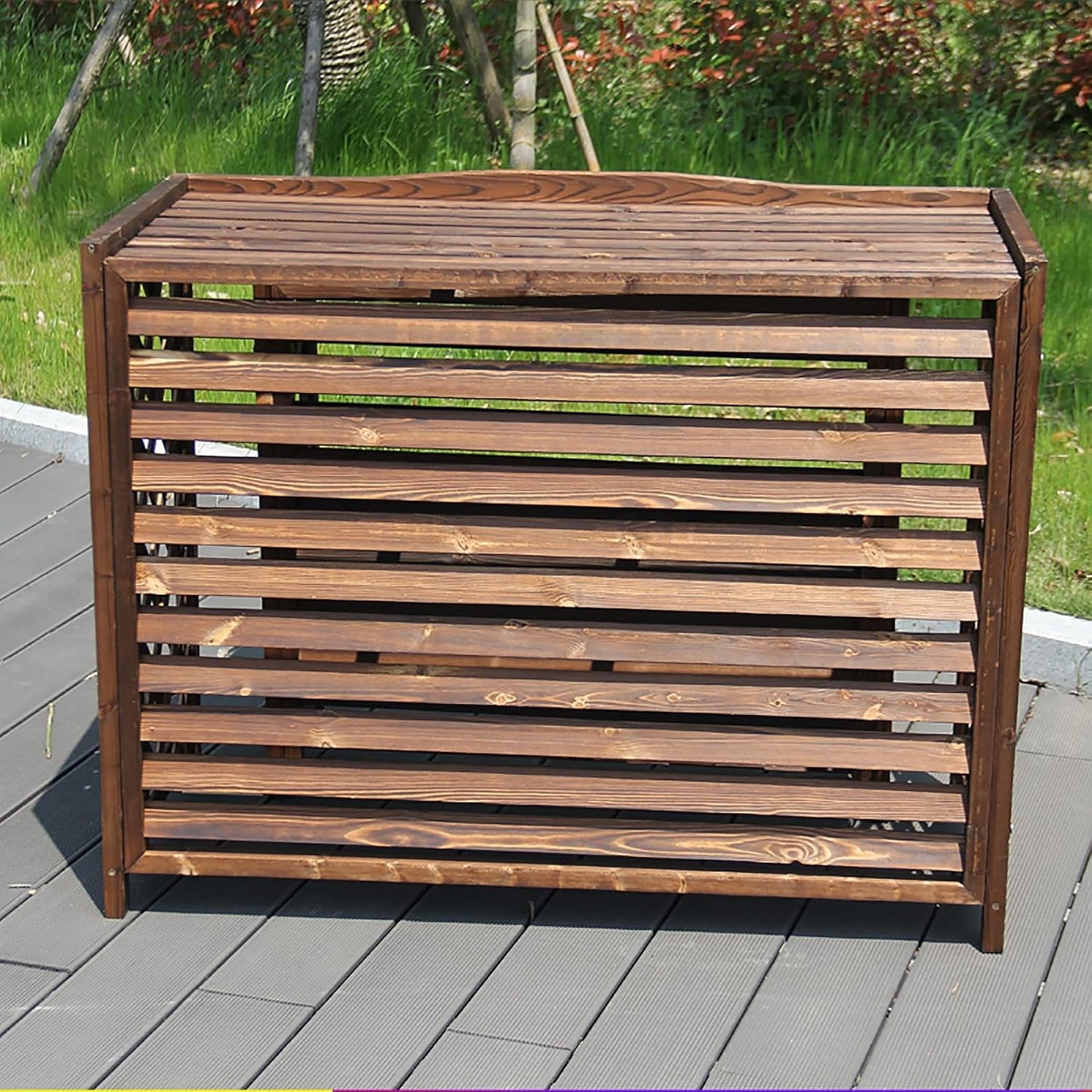  Housse De Protection Pour Climatiseur Extérieur – Clôture En Bois Et Support De Fleurs En Bois Massif Pour Climatisation Extérieure