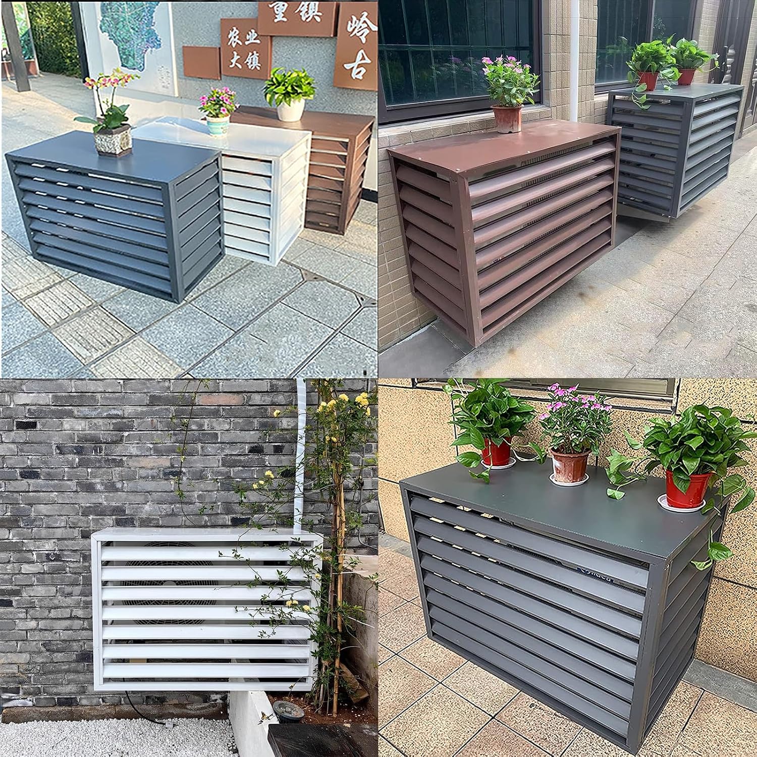 GENERIC Housse De Protection Extérieure En Aluminium Pour Climatiseurs Et Poubelles - Grilles De Protection Décoratives Pour Pompes à Chaleur, Climatiseurs Et Poubelles - Design élégant Et Résistant Aux